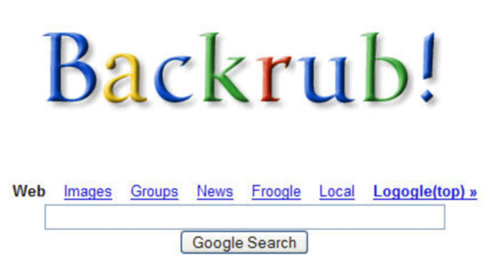 Google: De un Proyecto Universitario al Líder de Internet 4 Antiguo Google Backrub: Pantalla del buscador Google con nombre Backrub, versión inicial del motor de búsqueda. Accesibilidad web y SEO para historia, Google y tecnología.