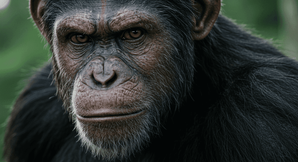 Las mejores películas inspiradas en la física teórica que debes ver 7 César, el chimpancé de El Planeta de los Simios. Retrato de simio inteligente con mirada seria.