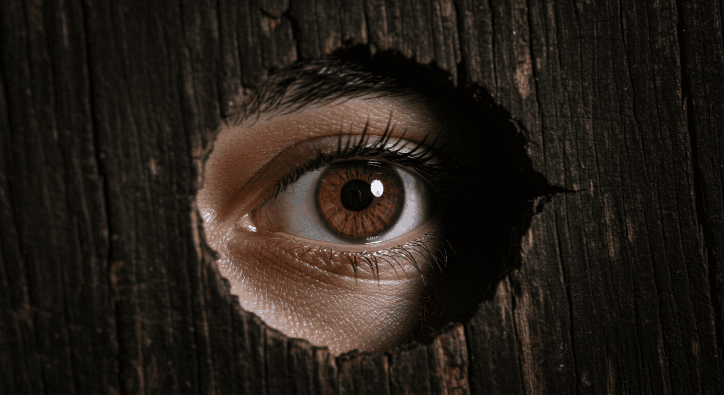 Ojo mirando a través de un agujero.