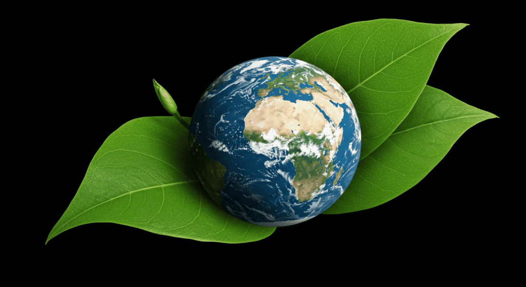 Significado de la vida: entre la ciencia, la fe y la filosofía 2 "El planeta Tierra protegido por hojas verdes. Imagen conceptual de sostenibilidad, ecología y cuidado del medio ambiente. Naturaleza, conservación y futuro sostenible."