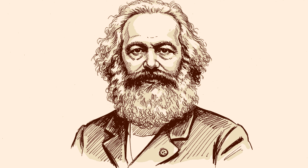 ¿Quién fue Karl Marx? Vida, ideas y legado del padre del marxismo 3 Dibujo de Karl Marx. Imagen del retrato de Karl Marx. Ideal para contenido sobre filosofía, historia y economía política.
