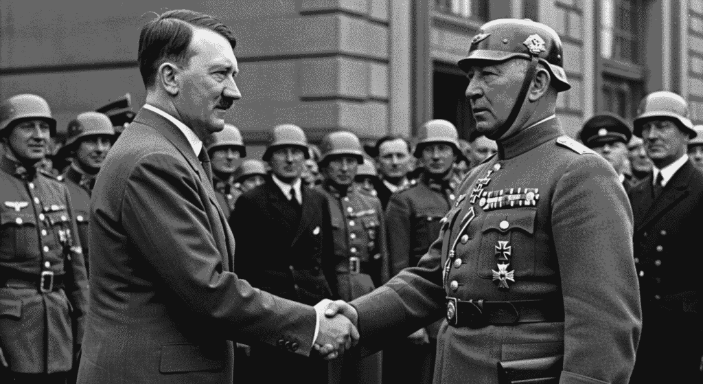 ¿Quién fue Adolf Hitler? Ascenso, dictadura y caída del líder nazi 5 Adolf Hitler y Paul von Hindenburg dándose la mano. Fotografía histórica del encuentro entre Hitler y Hindenburg. Imagen en blanco y negro de Hitler saludando a Hindenburg.