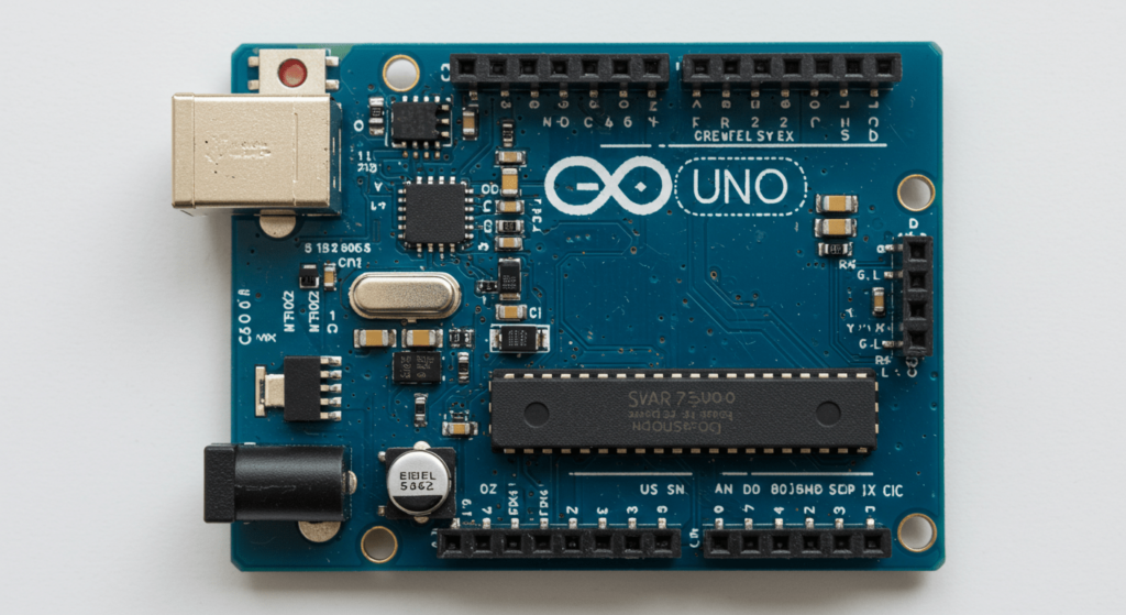 Arduino: Qué es y Cómo se Usa en la Electrónica y Programación 1 Arduino Uno: Imagen de placa Arduino Uno azul con componentes electrónicos y pines. Accesibilidad web y SEO para electrónica, programación y proyectos DIY.