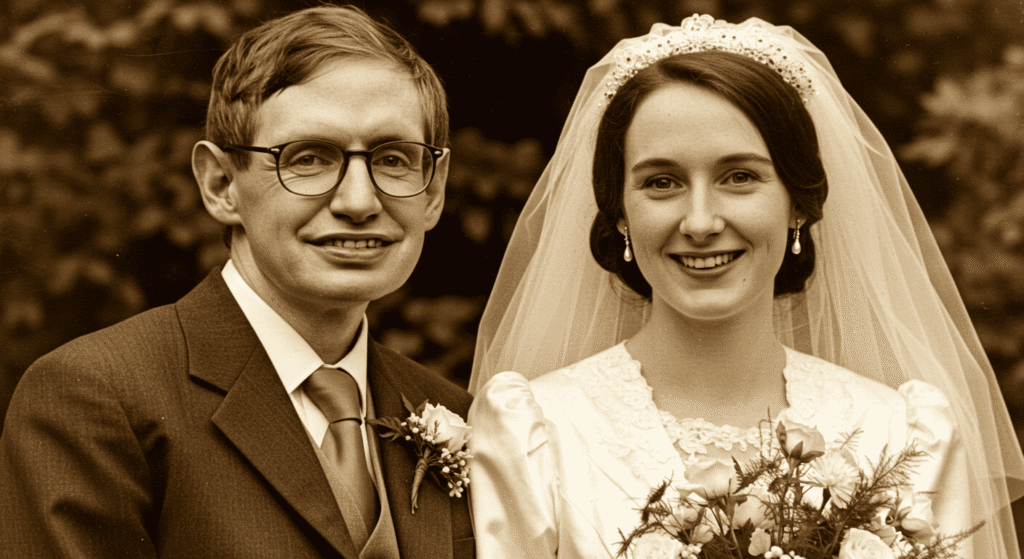 ¿Quién fue Stephen Hawking? Vida, logros y legado del genio de la física 3 Stephen Hawking y su esposa Jane en su boda. Foto antigua de boda del científico.