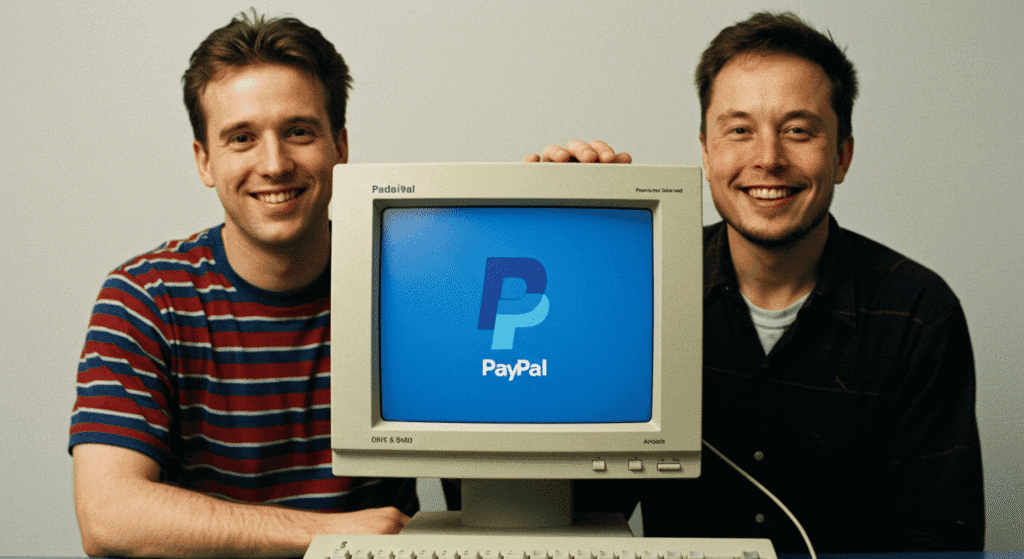 ¿Quién es Elon Musk? Vida, empresas e impacto del empresario más polémico 4 Fundadores de PayPal junto al logo original. Imagen de los emprendedores en los inicios de la empresa PayPal. Fotografía de tecnología financiera y negocios innovadores.