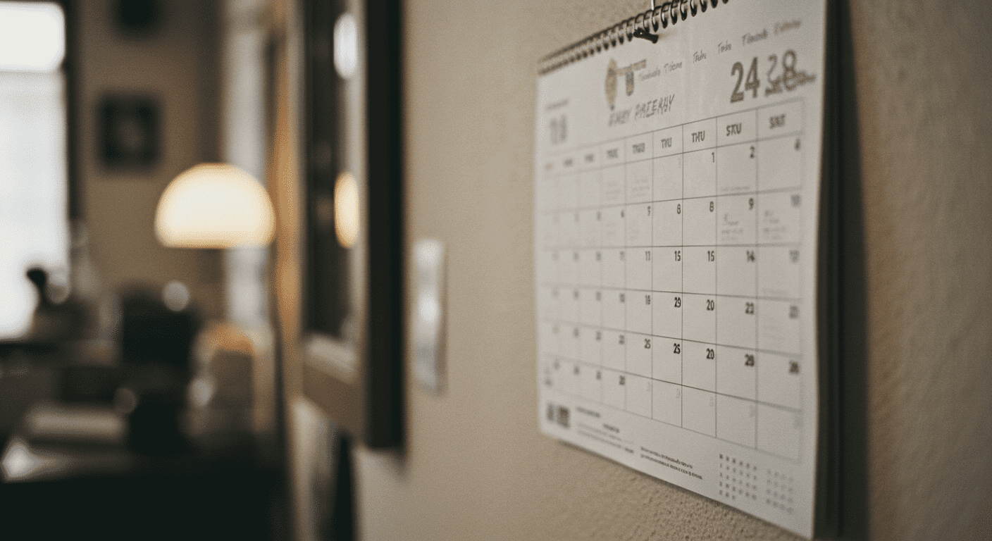 Calendario de pared mostrando el mes. Planificación y organización del tiempo.