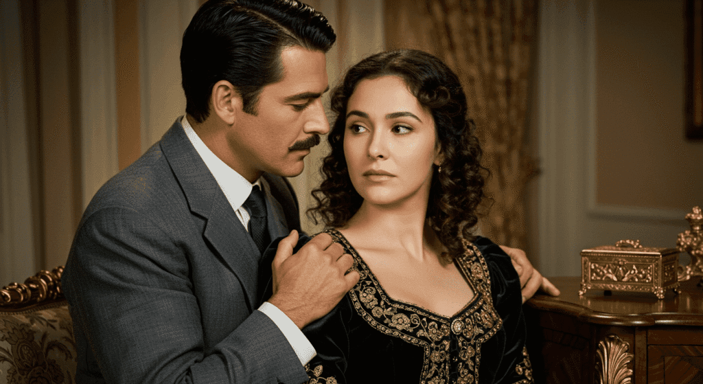 Las películas que rompieron récords de taquilla y conquistaron al mundo 2 Escena romántica de "Lo que el viento se llevó". Primer plano de Clark Gable y Vivien Leigh abrazados. Él, con traje gris, la rodea con el brazo. Ella, con vestido verde y bordados dorados, mira a la distancia. Elegancia y pasión en un clásico del cine.