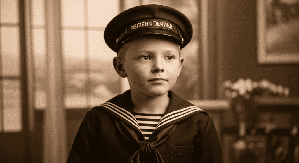 William James Sidis: el hombre más inteligente del mundo y su trágica historia 2 Foto antigua de un niño vestido de marinero. Retrato vintage de un niño con traje de marinero. Imagen histórica de niño, sepia.