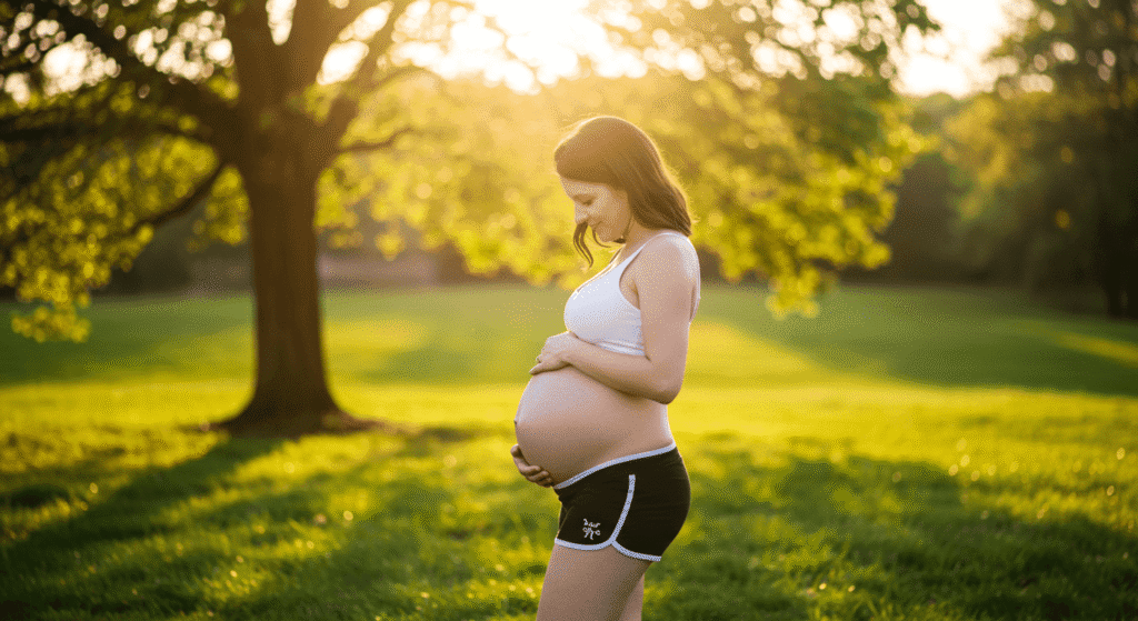 ¿Qué diferencia hay entre gemelos y mellizos? Explicación sencilla 7 Imagen de una mujer embarazada en la naturaleza. Fotografía artística sobre la maternidad y la conexión con la naturaleza.