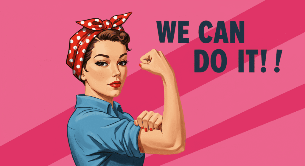 Cómo surgió el Día Internacional de las Mujeres: historia y significado 5 "Ilustración vintage de una mujer mostrando su fuerza. Icono feminista de empoderamiento femenino y capacidad. Imagen de motivación y determinación."