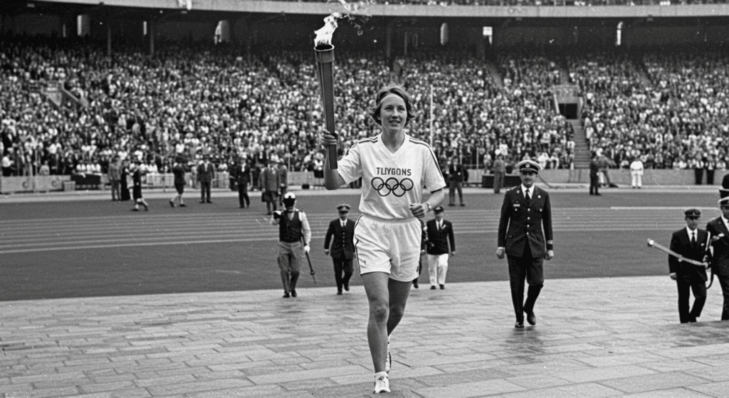 Enriqueta Basilio primera mujer portadora antorcha olímpica México 1968. Foto histórica Juegos Olímpicos.