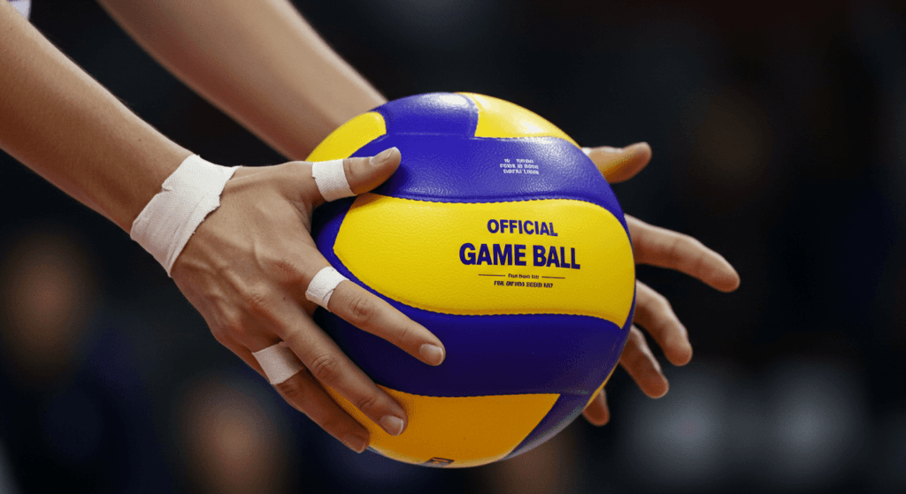 ¿Qué es el Voleibol? Reglas, Técnicas y Curiosidades 6 Primer plano de manos listas para tocar un balón oficial de voleibol. Detalles de un partido y equipo deportivo.