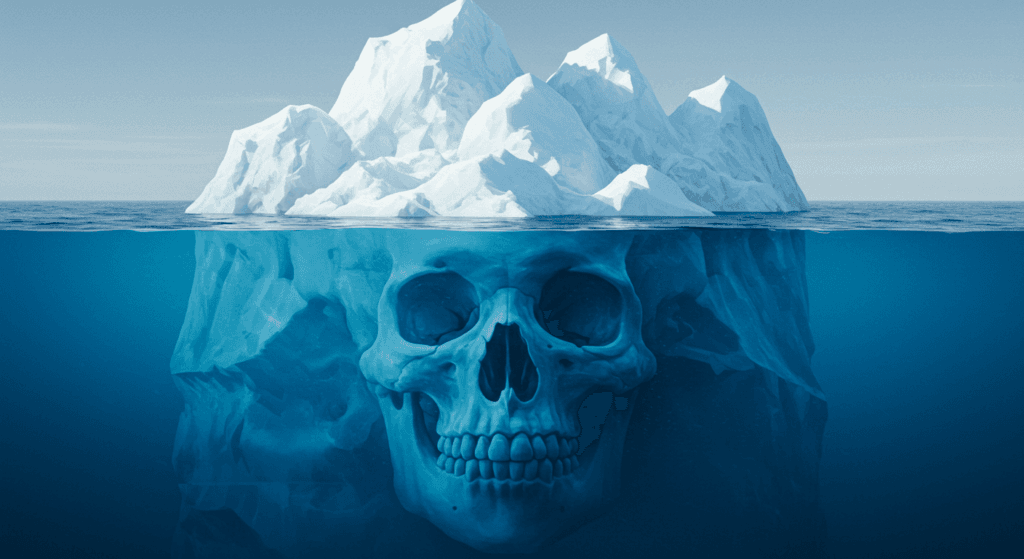La Deep Web: La otra parte del internet 2 Ilustración de iceberg con forma de calavera bajo el agua. Metáfora visual de peligros ocultos y riesgos desconocidos. Imagen impactante para artículos sobre cambio climático, peligros marítimos o seguridad. Descubre la amenaza que se esconde bajo la superficie. #Iceberg #Calavera #PeligrosOcultos #RiesgosMarítimos #CambioClimático