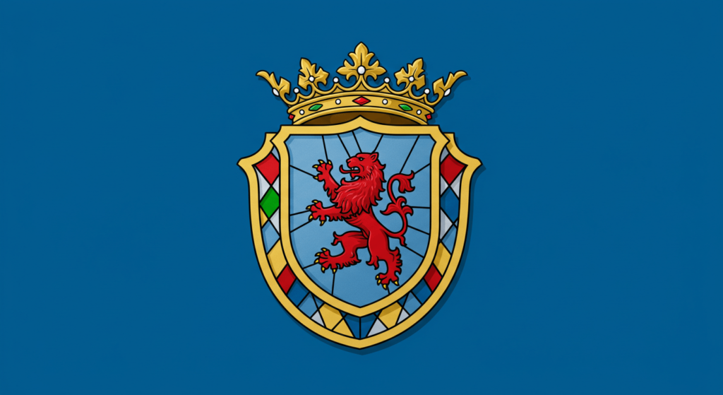 ¿Qué hace al león el rey de la selva? La ciencia detrás de su estatus 5 Escudo heráldico con león rojo y corona. Imagen de un escudo de armas con un león heráldico en rojo y una corona real. Diseño para representar nobleza o identidad regional. Accesibilidad web y SEO.