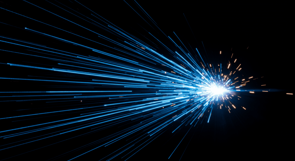6x1 ¿Por qué hay más diestros que zurdos? 6 "Imagen abstracta con líneas de luz azul que convergen en un punto brillante sobre fondo negro. Representación visual de velocidad y energía. Ideal para contenido sobre tecnología, ciencia, innovación y diseño abstracto."