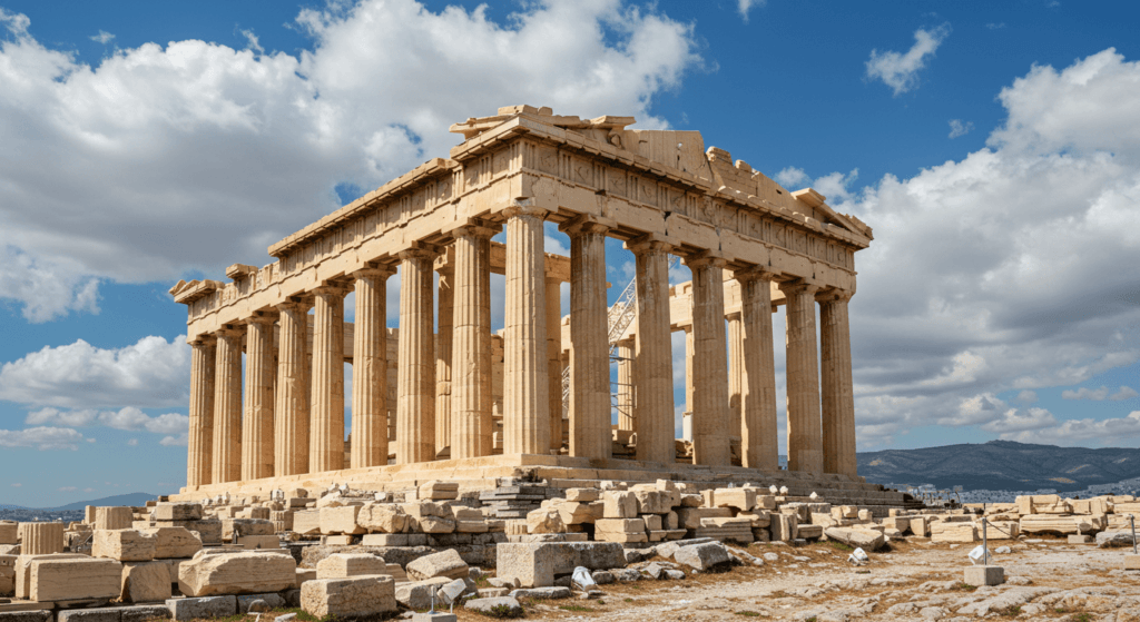 ¿6x1?: ¿Por qué nos da hipo? 3 "El Partenón en Atenas, Grecia. Antigua construcción con columnas bajo cielo azul. Ideal para historia, arqueología y turismo cultural."