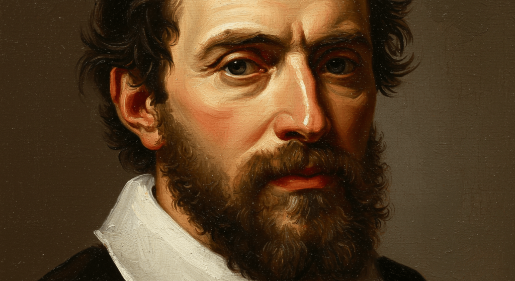 La vocación de San Mateo y El aquelarre: el simbolismo oculto en dos obras maestras 1 Retrato clásico de un hombre con barba. Imagen de una pintura que representa a un hombre con barba y expresión intensa, ideal para ilustrar la historia del arte y el retrato clásico.