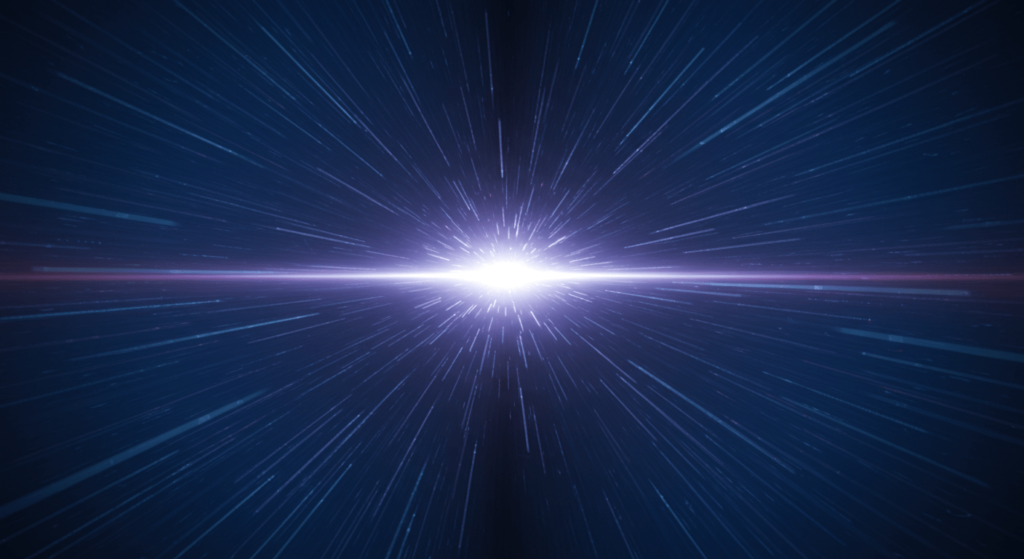Teoría del Big Bang: ¿Cómo surgió el Universo según la ciencia? 2 Viaje espacial a velocidad de la luz. Imagen que evoca la sensación de viajar a través del espacio a velocidades extremas, ideal para representar conceptos de ciencia ficción, exploración espacial y avances tecnológicos.