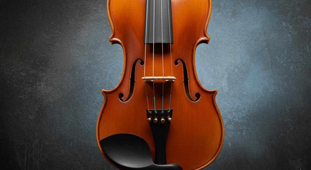 Los 5 instrumentos musicales más caros del mundo y sus historias 5 "Fotografía de un violín clásico en un entorno elegante. Imagen accesible sobre instrumentos musicales, música clásica y artesanía."