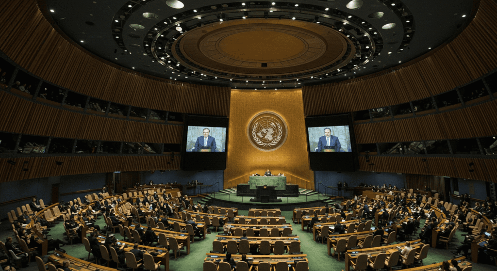 Día Internacional de las Naciones Unidas: Historia y Significado 3 Salón de la Asamblea General de las Naciones Unidas. ONU, diplomacia.