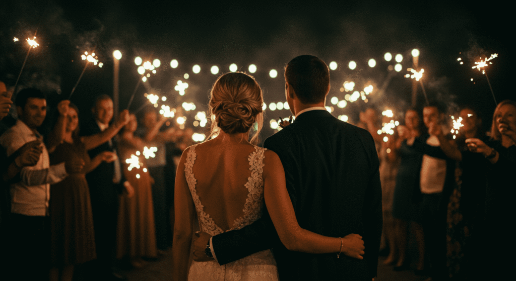 Cerebro de introvertido vs extrovertido: ¿Qué diferencias existen en su estructura y función? 3 "Fotografía de una boda nocturna con los novios de espaldas rodeados de invitados con bengalas encendidas. Ambiente festivo e iluminado con luces bokeh. Ideal para blogs sobre bodas, celebraciones y momentos especiales."