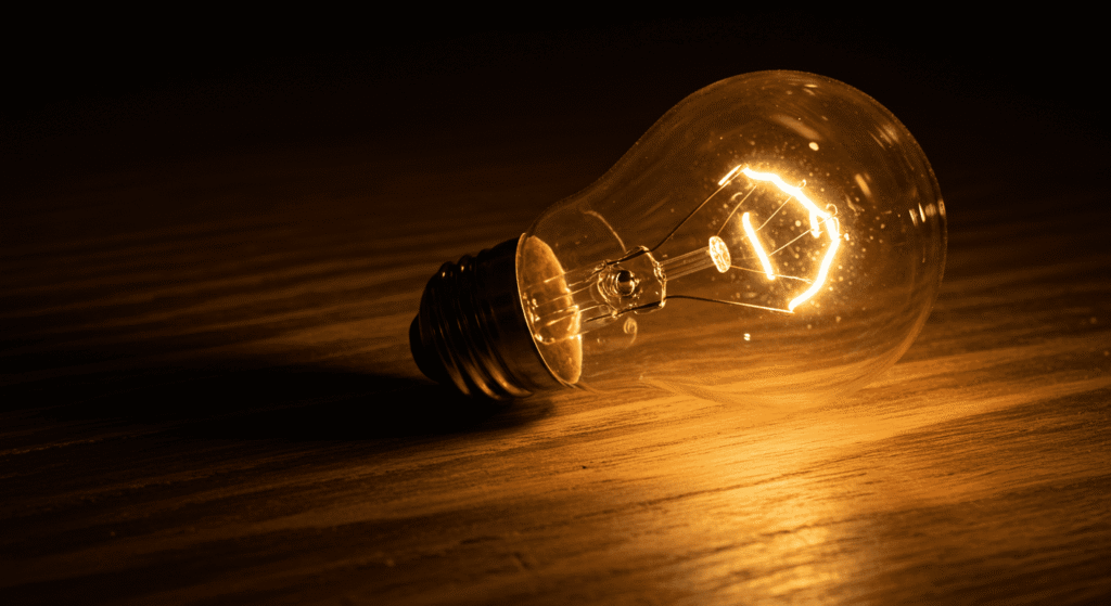 ¿Cómo se genera la electricidad que usamos a diario? Explicado fácil y claro 2 Bombilla encendida sobre madera. Idea creativa. Iluminación decorativa.