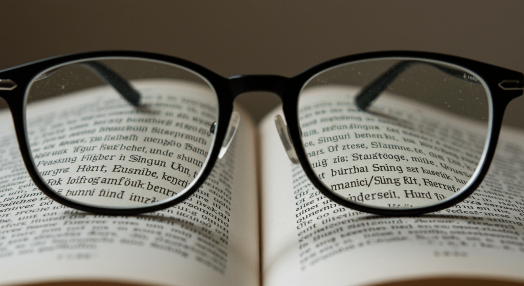 ¿Por qué algunas personas parecen más inteligentes que otras? La ciencia responde 5 "Gafas sobre libro: imagen de un par de gafas con montura negra apoyadas sobre un libro abierto, reflejando su texto en los cristales. Ideal para contenido sobre lectura, literatura y corrección visual. Accesible para personas con discapacidad visual."