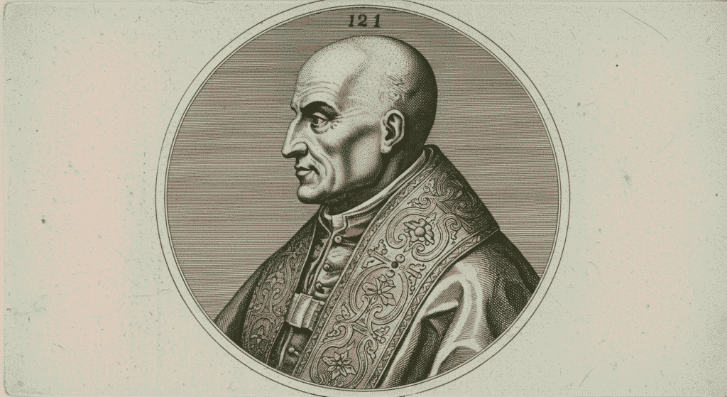 Los peores papas de la historia: 6 casos que sacudieron a la Iglesia 4 Grabado antiguo de un Papa calvo. Ilustración en blanco y negro de perfil. Imagen histórica de un pontífice. Adecuado para estudios de arte y religión. Accesible para personas con discapacidad visual.
