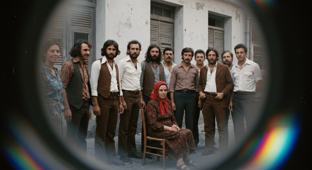 ¿Cómo se descubrió el LSD? El accidente científico que cambió la mente humana 7 Foto vintage de grupo hippie en la calle. Imagen retro de los años 60 o 70 con personas vestidas con ropa de la época. Estilo de vida alternativo, moda hippie.