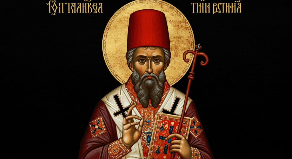 Santa Claus: El origen del hombre de rojo y su evolución a través de los siglos 1 Icono religioso de San Nicolás: Retrato de figura religiosa con vestimenta tradicional. Cristianismo, santo y fe.