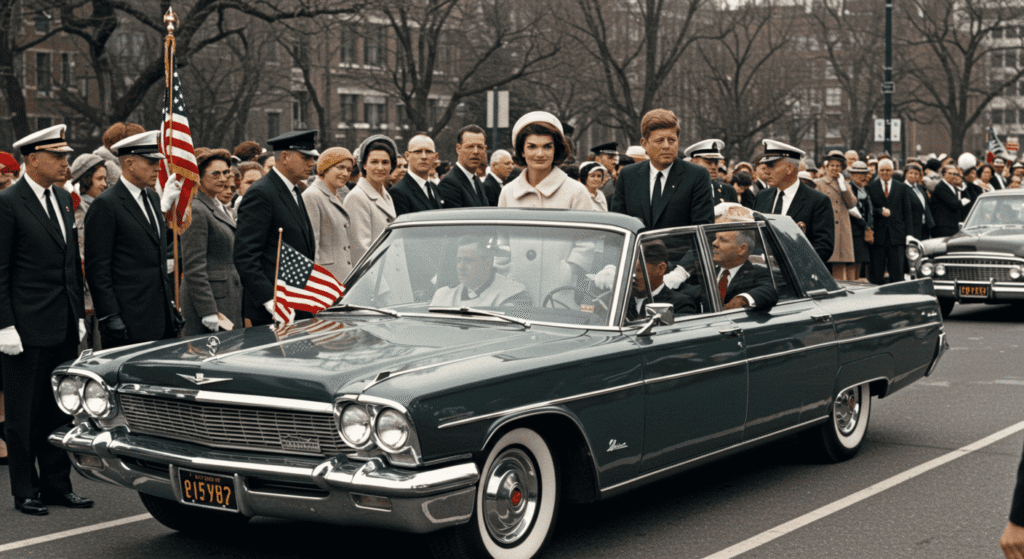 6 Grandes Misterios Históricos que Aún No Tienen Respuesta 4 "Foto histórica de John F. Kennedy y Jacqueline Kennedy en limusina durante desfile. Imagen de archivo del presidente estadounidense en evento público. Ideal para historia, política y SEO."