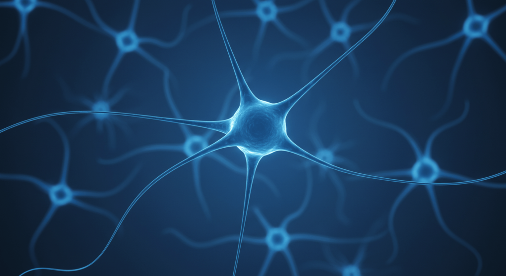 ¿Por qué algunas personas parecen más inteligentes que otras? La ciencia responde 3 "Neuronas azules: imagen abstracta de una red neuronal interconectada en tonos azules. Ideal para contenido sobre neurociencia, cerebro y conexiones neuronales. Accesible para personas con discapacidad visual."