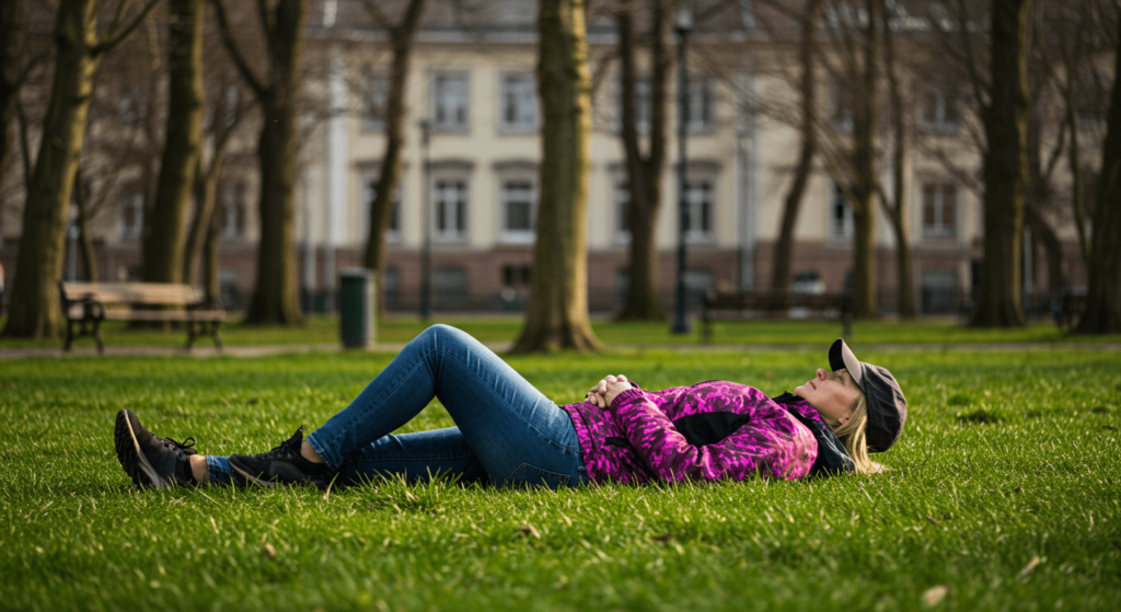 La inteligencia emocional: El poder invisible que muchos subestiman 7 Niña descansando en el parque: Retrato de niña acostada sobre césped verde. Infancia, relajación y aire libre.
