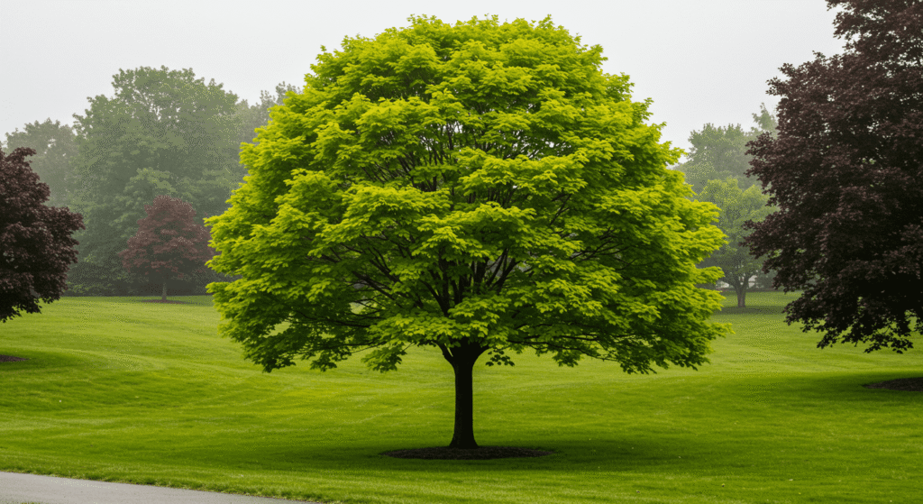 La Importancia de los Árboles: Guardianes del Planeta y Fuente de Vida 3 Fotografía de un árbol verde y exuberante en un campo. Paisaje con hierba y cielo nublado. Imagen de naturaleza y serenidad.