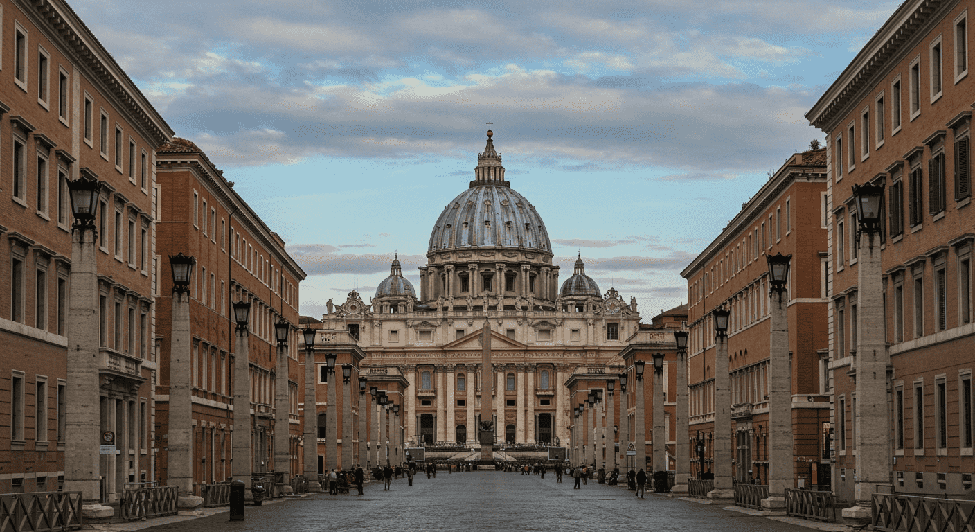 ¿Cómo se elige al nuevo Papa? Todo sobre el Cónclave y sus secretos 6 "Vista de la Basílica de San Pedro en el Vaticano. Imagen de la arquitectura religiosa en Roma, Italia. Vaticano, Basílica de San Pedro, Roma."