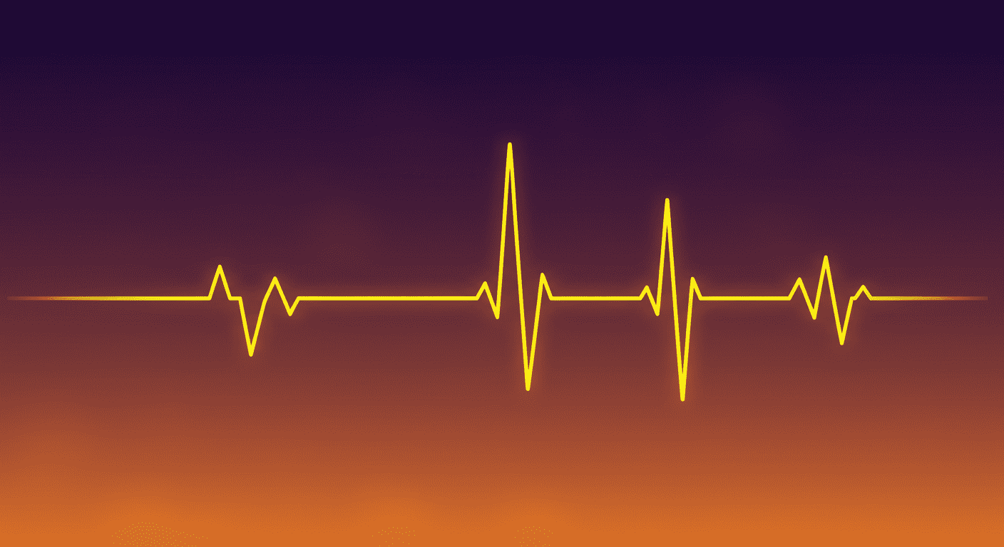 Adrenalina: cómo actúa en el cuerpo humano y por qué la necesitamos 5 Electrocardiograma (ECG) amarillo sobre fondo oscuro difuminado. Onda de ritmo cardíaco. Monitorización médica.