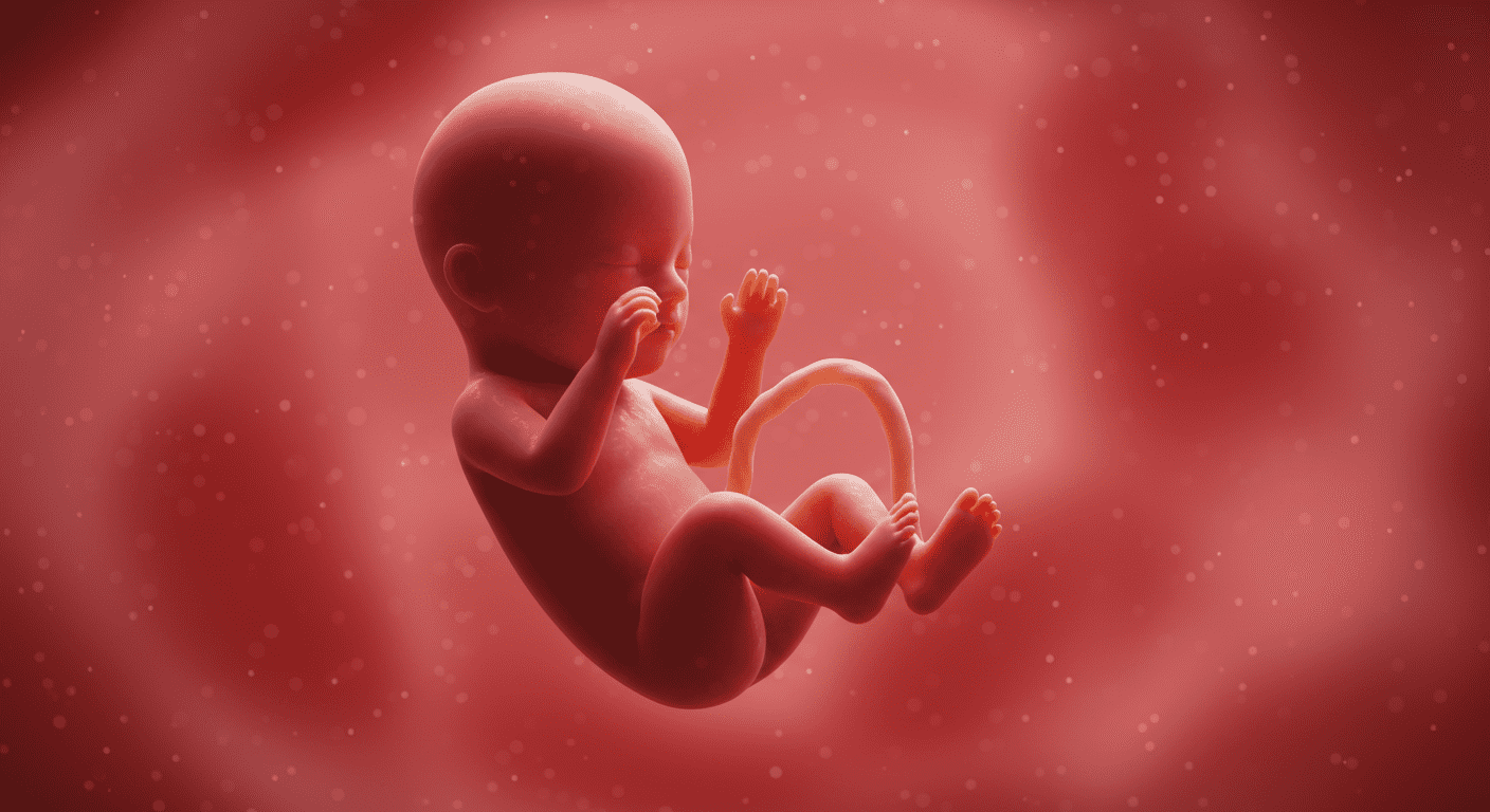 ¿Qué determina el sexo de un bebé? Ciencia y genética explicadas 5 Imagen digital de feto humano. Ilustración de desarrollo prenatal. Embarazo, embriología, medicina.