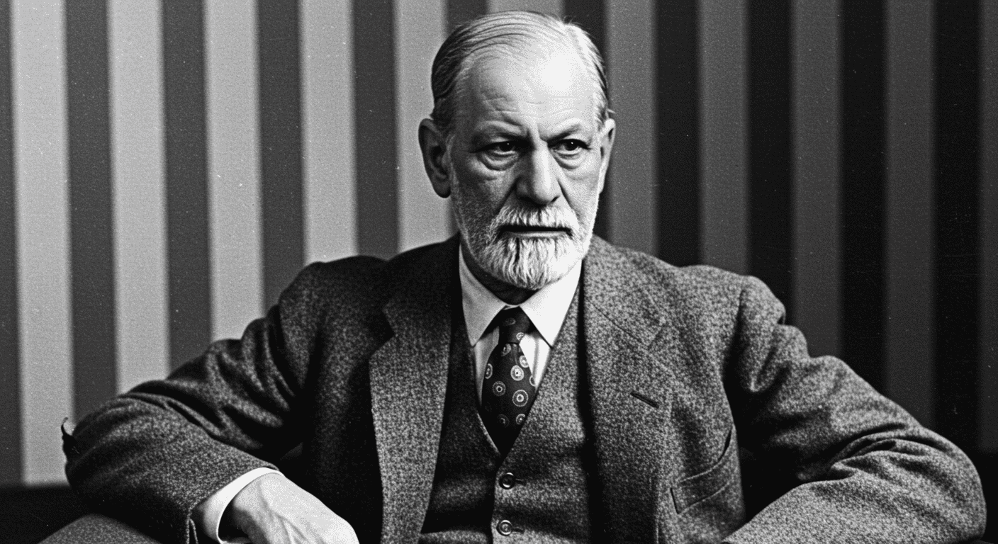La vida de Sigmund Freud: descubrimientos, teorías y controversias 7 Sigmund Freud sentado y relajado, fotografía en blanco y negro. Imagen del psicoanalista en actitud distendida. Accesible para personas con discapacidad visual.