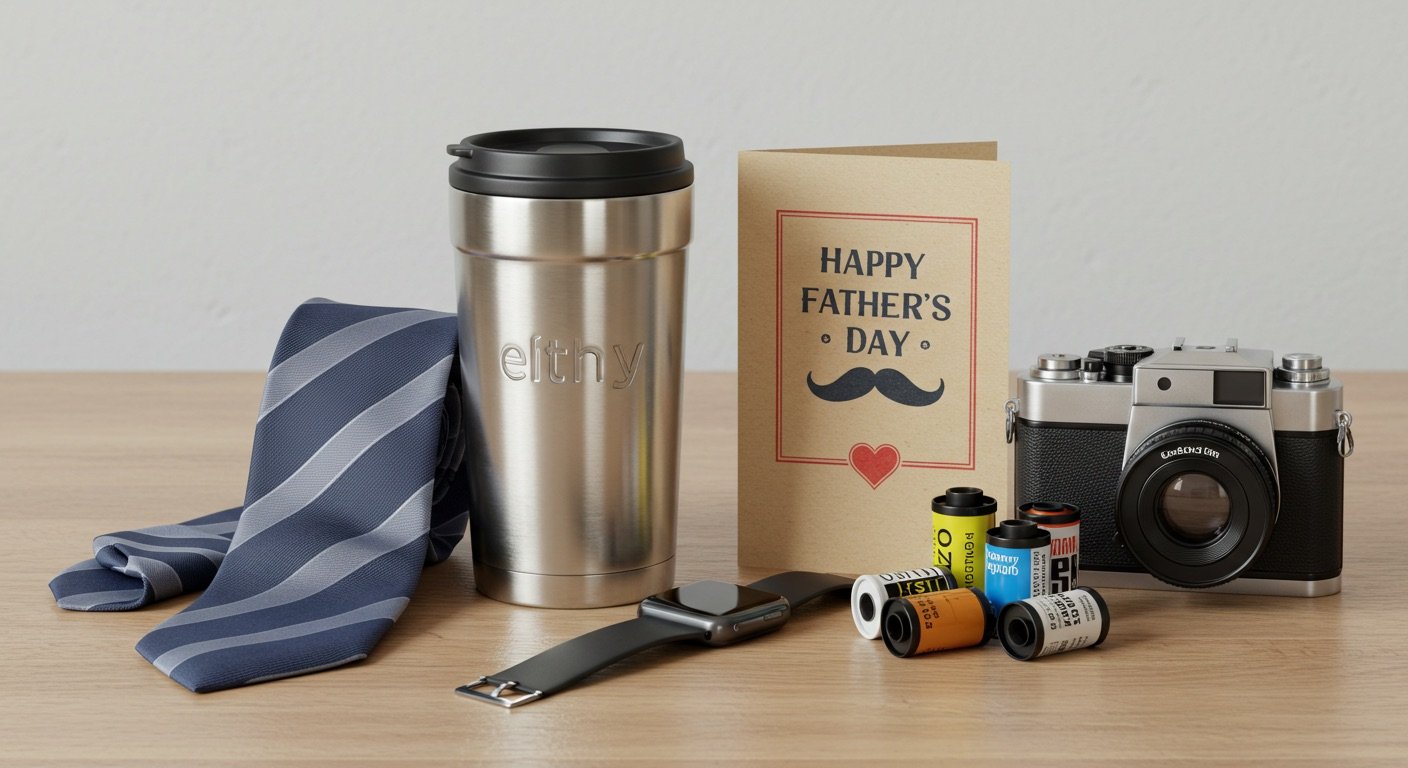 Día del Padre: cómo se celebra y de dónde viene 4 Regalos típicos del Día del Padre: corbata, taza, tarjeta hecha a mano, dispositivo