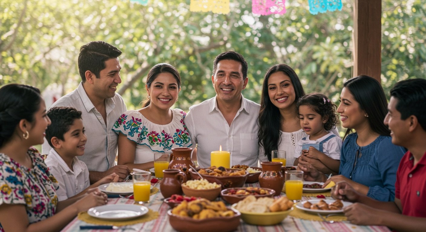 Día del Padre: cómo se celebra y de dónde viene 5 Familia latinoamericana celebrando el Día del Padre con comida y sonrisas