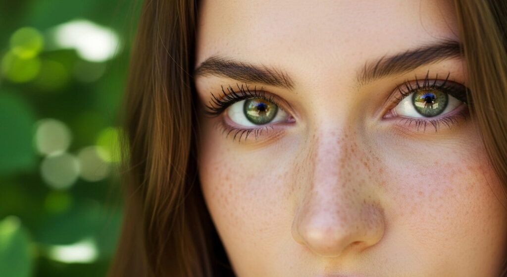 Ojos verdes que representan rareza genética y posible selección sexual.