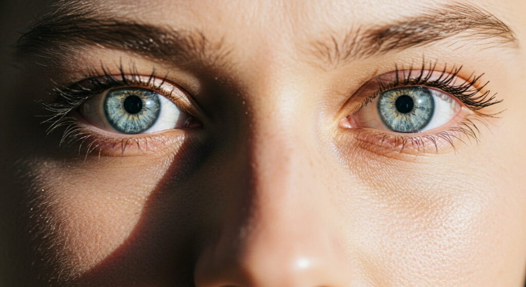 Ojos grises que muestran adaptación evolutiva a luz tenue.