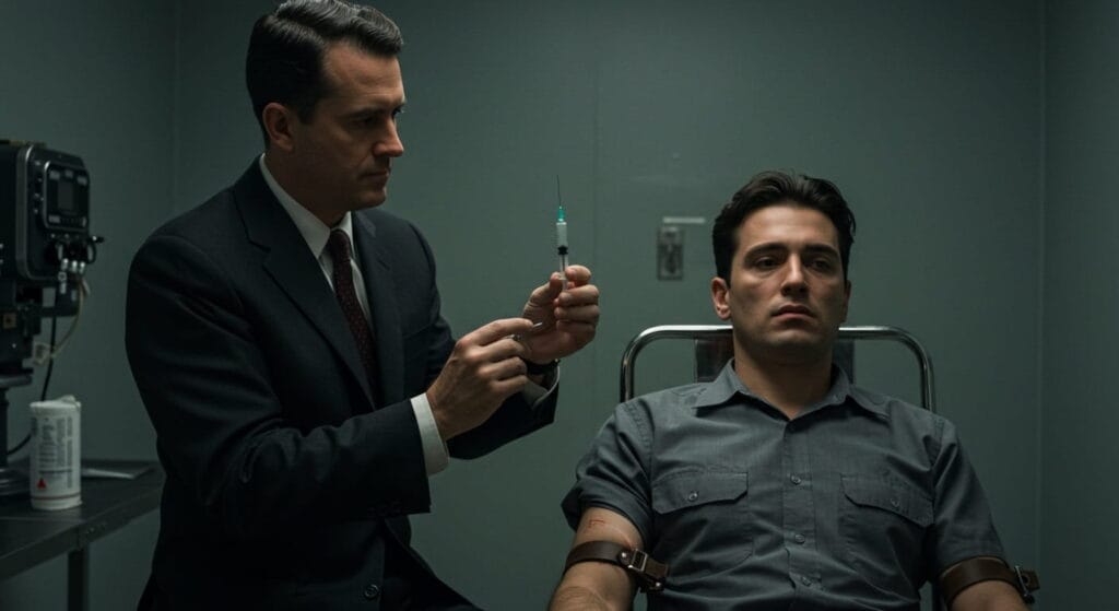 Agente de la CIA inyectando LSD a sujeto en el Proyecto MK-Ultra