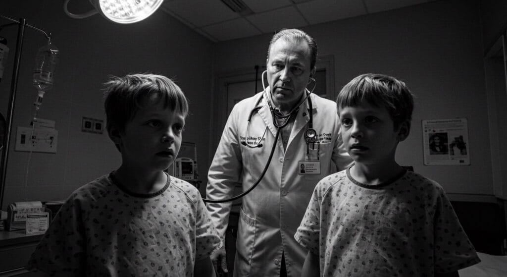 Josef Mengele con gemelos víctimas de sus experimentos humanos reales en Auschwitz