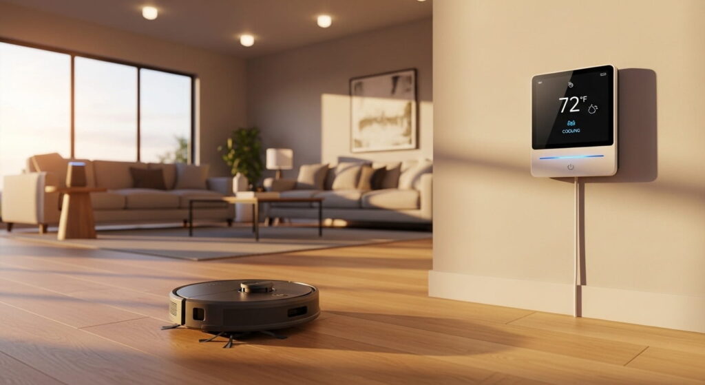 Dispositivos de hogar inteligente con inteligencia artificial en la vida diaria