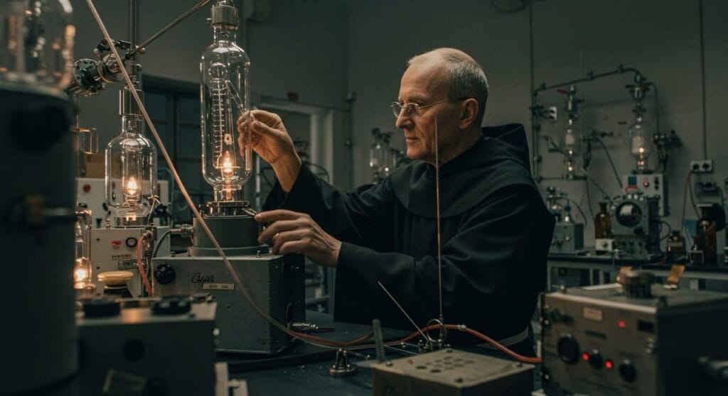 El Cronovisor: La Máquina del Tiempo Más Controvertida del Vaticano 2 El padre Pellegrino Ernetti trabajando en su laboratorio desarrollando el cronovisor