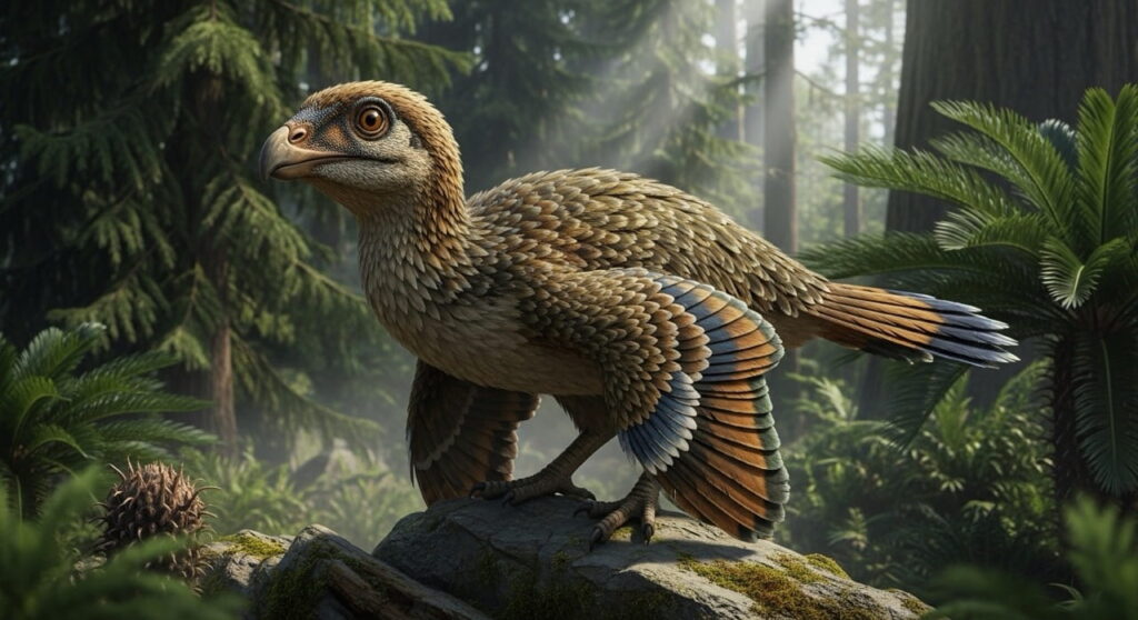 Troodon emplumado, uno de los dinosaurios carnívoros más inteligentes.
