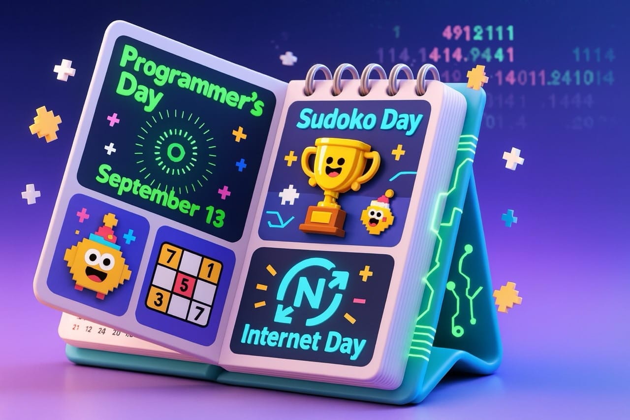 Calendario ilustrado con efemérides geek como el Día del Programador y el Día del Sudoku