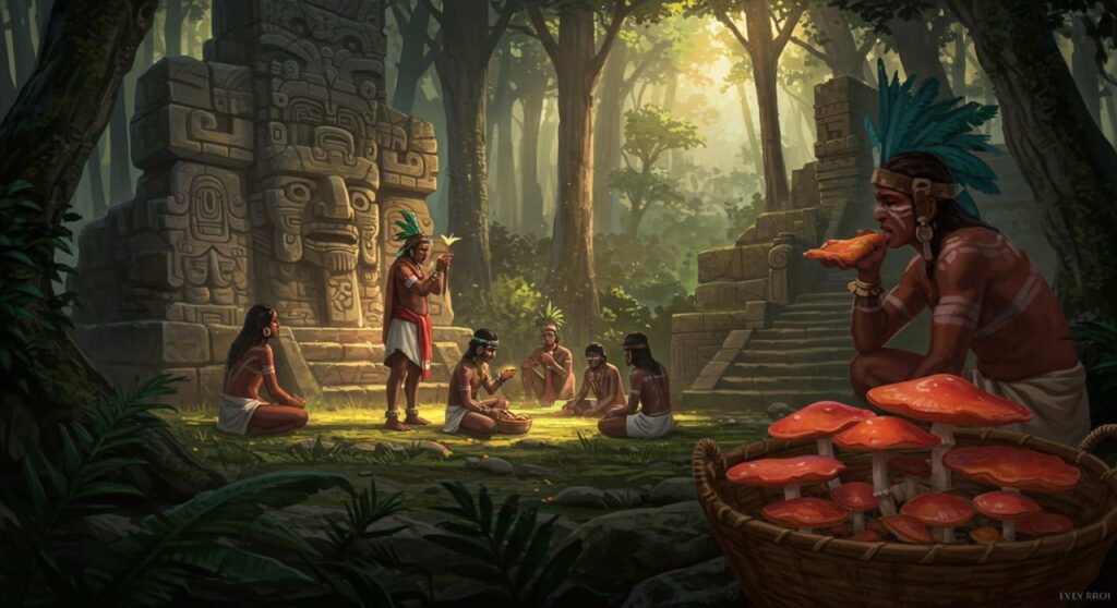 Uso ancestral de hongos en rituales culturales y espirituales.