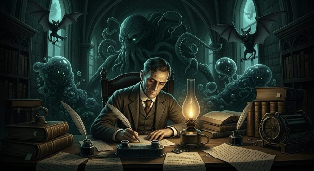 Parálisis del sueño y Lovecraft: cuando la ciencia se vuelve terror cósmico 3 Lovecraft imaginando el terror cósmico desde su experiencia con la parálisis del sueño.